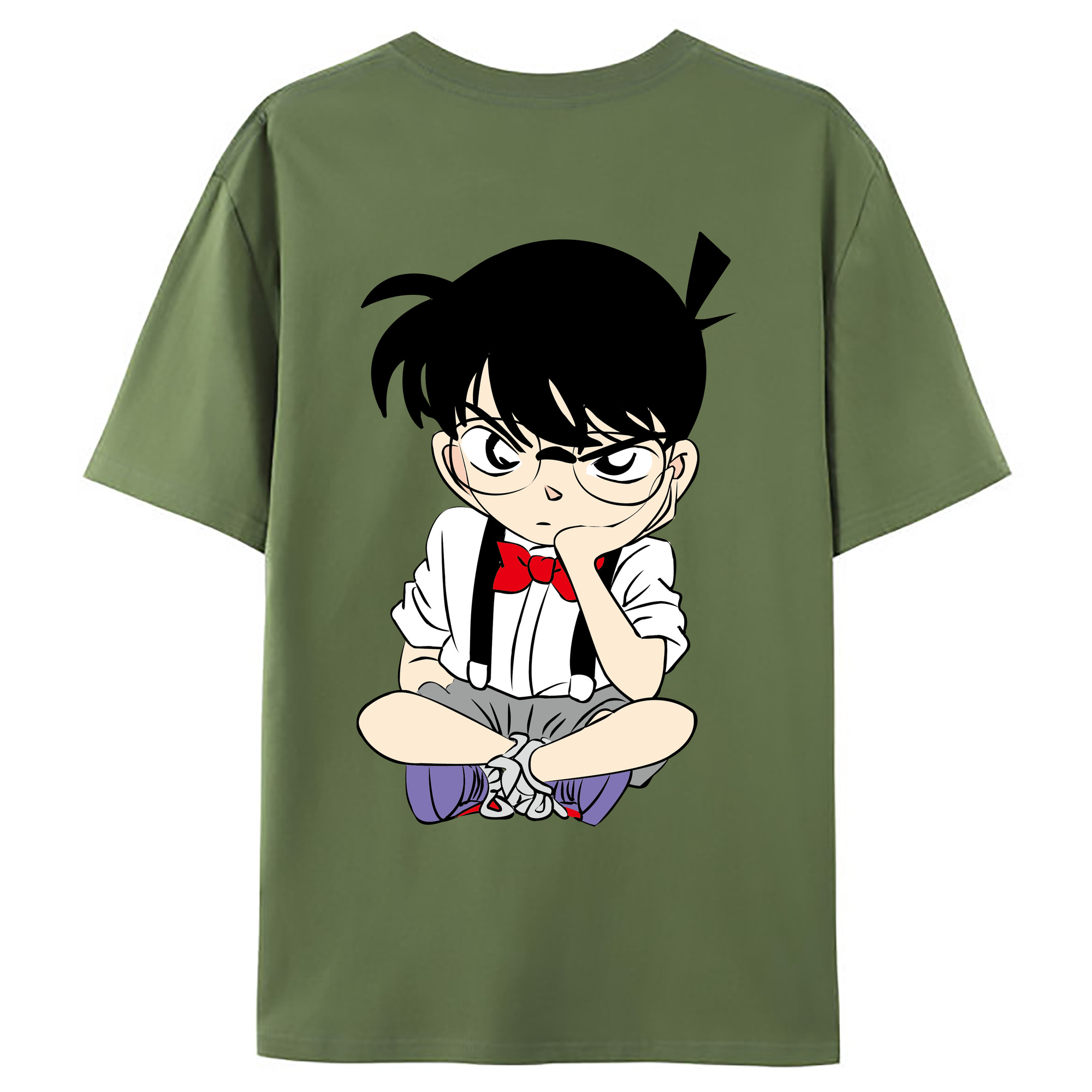 （画像用） 名探偵コナン 江戸川 コナン Detective Conan Conan Edogawa 綿100％ メンズ半袖Tシャツ（バックプリント） 通気性